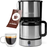 Bomann koffiemachine met thermoskan voor 8-10 kopjes koffie (ongeveer 1,2 liter) | Filterkoffiemachine, roestvrij staal | dubbelwandige thermoskan | geen temperatuurverlies | 800W | KA 6066 CB