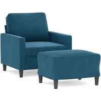 vidaXL Fauteuil met voetenbank 60 cm fluweel blauw