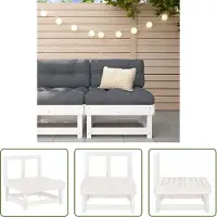 The Living Store Tuinset - Tuinbank - Tuinmiddenbank massief grenenhout wit - Hout - Grenenhout - Wit