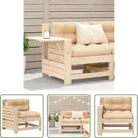 The Living Store Grenenhout - Tuinbank - Tuinbank met armleuning en kussen massief grenenhout - Buitenmeubilair - Lounge Set - Terras Bank