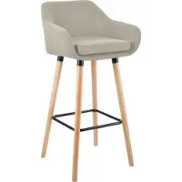 CLP Barkruk Grant - bekleding: stof, poten: hout, kleur: crème
