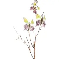 Clayre & Eef Decoratieve tak 85 cm, groen, met vlinders