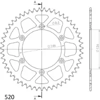 Supersprox 7075-T6 Aluminium Acherversnelling (Ergal) 808 49 Voor Suzuki Rm/Rmz (Jtr808.49), Kleur: Zwart