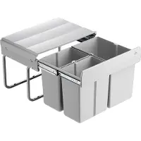 NABER Trio Shorty. Vuilnisbak, aluminium grijs. - Prullenbak