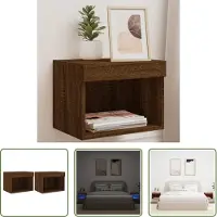 The Living Store Led Lampen - Nachtkastjes - Nachtkastjes met LED's 2 st wandgemonteerd bruin eikenkleur - Bedroom Furniture - Houten Meubels - Bruine Eiken