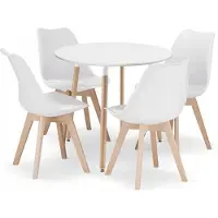 Leobert Eettafel en stoelen - 5-delig - wit - zelf te monteren