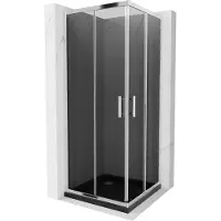 Mexen Rio vierkante douchecabine 80 x 80 , grafiet, chroom + Flat douchebak, zwart - 860-080-080-01-40-4070