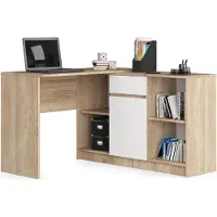 Akord Set B-17 Bureau en Ladekast met 1 Lade en 6 Planken / Furniture Factory / Sonoma Eik - Wit / 120 x 79 x 126 cm