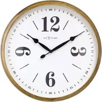 Nextime Classic – Landelijke Wandklok – 39 cm – Metaal – Wit/Goud – Stil