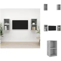 vidaXL Tv-kast - Tv-kasten - Televisiekast - Televisiekasten - Tv-wandmeubelen 2 st spaanplaat betongrijs