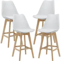 En.casa Barkrukken set Lublin, 4 stuks. Barstoel met rugleuning, bistrostoel set, 4-delig, bekleed, wit. []