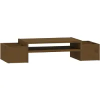 vidaXL Monitorstandaard 70x27,5x15 cm massief grenenhout honingbruin