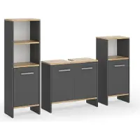 Vicco Badkamermeubelset Karli Antraciet/Goudkleurig Eiken 3-delig, Model 55499