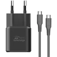 Swissten , GaN USB-C PD netadapter 35W met USB-C naar USB-C kabel, 1,5 meter, zwart