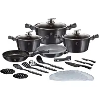 Berlinger Haus BH-7181 22-DELIGE PANNENSET, Pan + steelpan, Zwart
