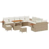 vidaXL Tuinbank Set 17 st 10-Aantal zitplaatsen Beige en Crème