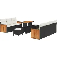 vidaXL Tuinbank Set 13 st 9-Aantal zitplaatsen Zwart en Crème