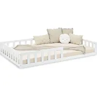 Homestyle4u Kinderbed 120x200 cm - Vloerbed met valbeveiliging - Wit