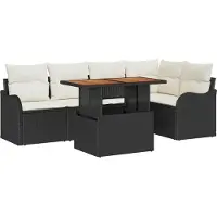 vidaXL Tuinbank Set 6 st 5-Aantal zitplaatsen Zwart en Crème