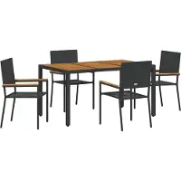 Syfax Tuin eettafelset 5 st Zwart poly rattan