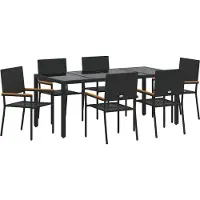Syfax Tuin eettafelset 7 st Zwart poly rattan