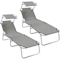 Syfax Ligstoel 2 st Polyester Grijs