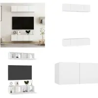 vidaXL Tv-meubelen 4 st 60x30x30 cm spaanplaat wit - Tv-meubelset - Tv-meubelsets - Tv Meubelset - Tv Meubelsets