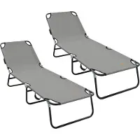 Syfax Opvouwbare zonnebed 2 st Polyester Grijs