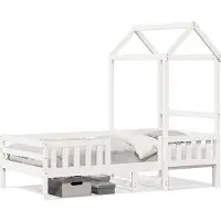 vidaXL Bedframe met huisje massief grenenhout wit 80x200 cm