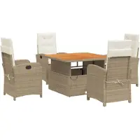 vidaXL 5-delige Tuinset met kussens poly rattan beige