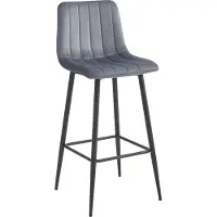 Leobert Barkruk POZZA - Donkergrijs Velvet, Zwarte Metalen Poten, 76 cm Zithoogte, Rugleuning, Ergonomisch Ontwerp, Max. 120 kg