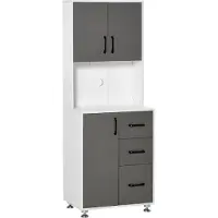 HOMCOM Buffet met vitrinekast - Hout - 60x40x160cm - Grijs