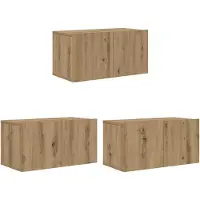 Syfax Set van 3 TV-meubels, bruin, 60 x 30 x 30 cm, composiethout