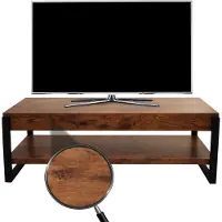 Mendler TV-rek -L53, TV-tafel lowboard TV-tafel, metaal 42x120x44cm ~ donker wild eiken