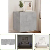 The Living Store Led Tv Stand - Tv Wandplank - Tv-wandmeubelen met LED 2 st 40,5x35x40 cm betongrijs - Tv Kast Grijs - Houten Tv Kast - Tv Meubel Betonlook