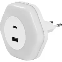 Osram LUNETTA HEXAGON stopcontactnachtlampje, wit, 5 W, 5 lm, warm wit licht, USB-A- en USB-C-aansluiting, ledtechnologie, oplaadfunctie, lange levensduur, beschermingsklasse IP20, 3000 K