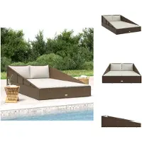 vidaXL Loungebed PE-rattan 110x200x55cm - Bruin - Stalen frame - Waterafstotende kussens - Ligbed