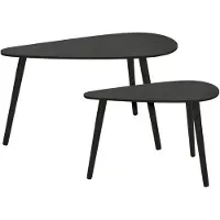 H&S Bijzettafel/plantenstandaard set - 2-delig - zwart - MDF hout - 60 x 30 x 35 cm en 80 x 40 x 40 cm