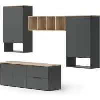 Vicco Wido Wandmeubel – 5 delen Antraciet