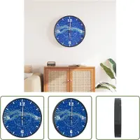 The Living Store Lichtgevende Klok - Wandklok - Wandklok met lichtgevende wijzerplaat en wijzers Ø30 cm blauw - Retro Klok - Klokken Design - Slaapkamerdecoratie