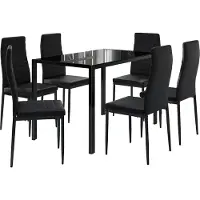 Vicco Grand Eettafel set – 120 x 75 cm Set van 6 Zwart