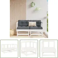 The Living Store Tuinset - Tuinbank - Tuinhoekbanken 2 st massief grenenhout wit - Hout - Grenenhout - Wit