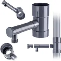 Kadax Regenverzamelaar, 90 mm, regenwaterverzamelaar voor regenpijp, regendief met geïntegreerd ventiel, waterverzamelaar van hoogwaardig kunststof, waterdief, grijs