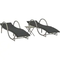 Syfax Ligbedden 2 st met tafel poly rattan lichtgrijs