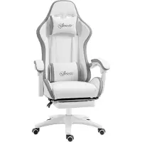 Vinsetto Vinsetto-Gaming Chair-65x65x129cm-Polyurethaan-Wit en grijs