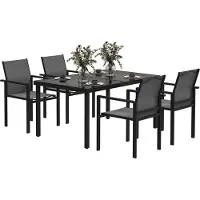Outsunny -Patio Eetset-Metaal-140x90x71cm-Zwart