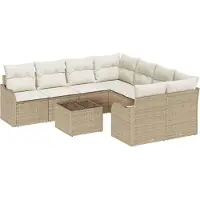 vidaXL Tuinbank Set 9 st 8-Aantal zitplaatsen Beige en Crème