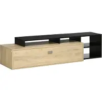 HOMCOM -TV-meubel-MDF-163x40x38cm-Bois naturel, Noir