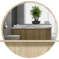 Kleankin Badkamerspiegel - Glas - 45x45x10cm - Natuurlijk hout