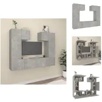vidaXL Tv-kast - Tv-kasten - Tv-meubel - Hifi-meubel - 6-delige Tv-meubelset bewerkt hout betongrijs